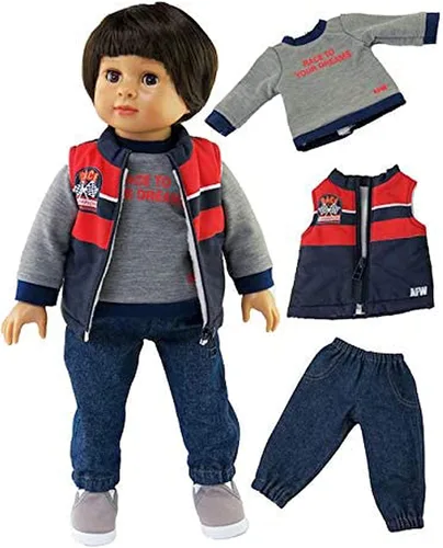 American Fashion World Conjunto de chaleco y pantalones de 3 piezas para muñecas de 18 pulgadas para niños de 'Race to Your Dreams' | Calidad