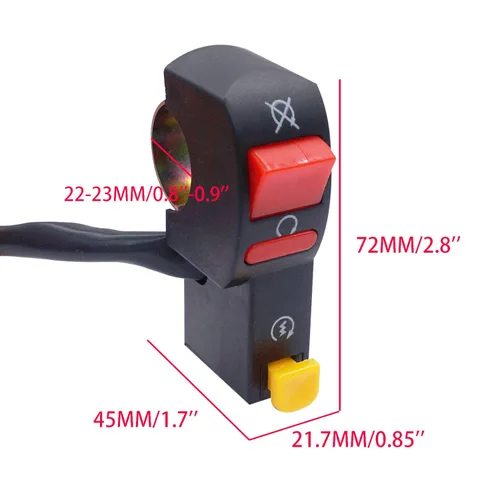 Miniatura 6 de weideer Interruptor universal de manillar de 12 V, encendido/apagado, 7/8 pulgadas, 0.866 in, interruptor de luz de motocicleta para scooter Pit
