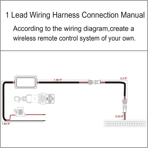 Miniatura 7 de Kit de arnés de cableado con control remoto inalámbrico para barra de luz LED de 12 V, soporta 1/2 cables, 4 modos