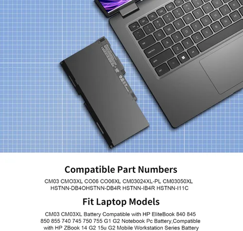 Miniatura 6 de CM03 CM03XL Reemplazo de batería para HP EliteBook 840 845 850 855 740 745 750 755 G1 G2 Series Notebook ZBook 14 15u G2 CO06 CO06XL Batería