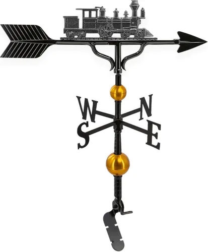 Miniatura 6 de Montague Metal Products Veleta de 32 pulgadas con adorno de tren negro satinado