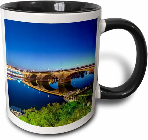 Miniatura 12 de 3dRose Use Arizona Lake Havasu City View of London Bridge at Sunset - Taza de dos tonos, 11 onzas, azul