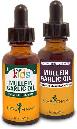 Herb Pharm Aceite de ajo de gordolobo, 1 onza y aceite de ajo de gordolobo para niños, set de regalo de hierbas de 1 onza