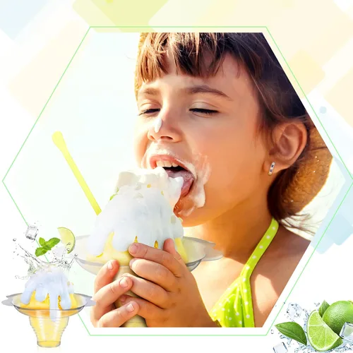 Miniatura 7 de Rtteri - Juego de 50 tazas de cono de nieve de 4 onzas con pajitas desechables de plástico en forma de flor, tazas de helado de plástico
