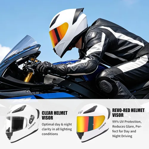 Miniatura 3 de VCOROS Casco integral para motocicleta, unisex, para adultos, aprobado por DOT, WS-609, casco de carreras de moto de calle