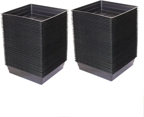 Paquete de 100 bandejas de cultivo de jardín 1010 sin agujeros de drenaje, bandejas de plástico de 10 x 10 pulgadas, sin agujeros, bandeja de