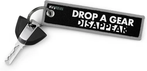Miniatura 2 de KEYTAILS Llaveros, Etiqueta de Llave de Calidad Premium para Motocicleta, Automóvil, Scooter, ATV, UTV [Drop A Gear & Disappear] Gris