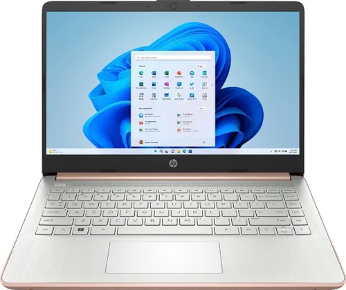 HP Portátil con pantalla HD de 14 pulgadas (1366 x 768), Intel Celeron N4120, 1.1 GHz, memoria de 4 GB, eMMC de 128 GB, Windows 11 Home en modo S,