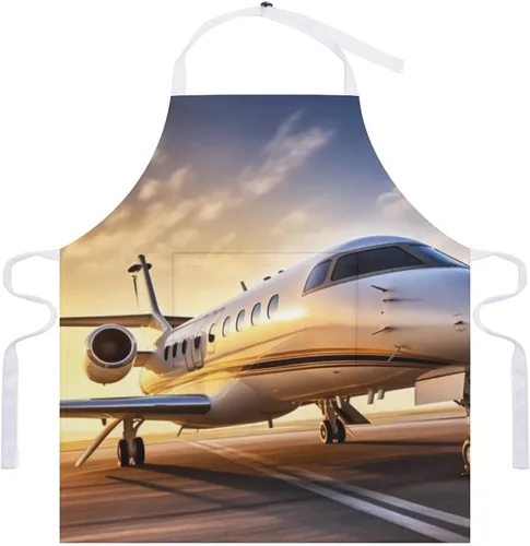 Miniatura 7 de MUSM Apron for Adults - 27.6 X 31.5 Inch, Heavy-Duty Polyester Aprons with Two Large Pockets, Waterproof Private Plane Kitchen Apron for Cooking