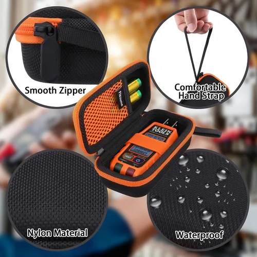 Miniatura 5 de Funda protectora de transporte para Klein Tools GFCI receptáculo probador de tomas de corriente 120V RT250, funda negra + cremallera naranja