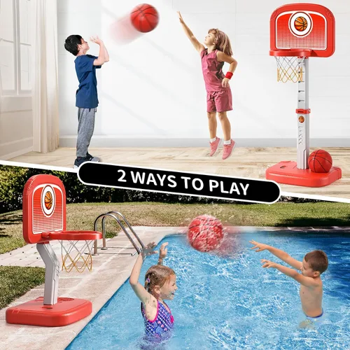 Miniatura 3 de Bennol Juguetes de aro de baloncesto al aire libre para niños de 3, 4, 5, 6, 7, 8 a 12 años, juguetes exteriores con 4 bolas, juguete de baloncesto