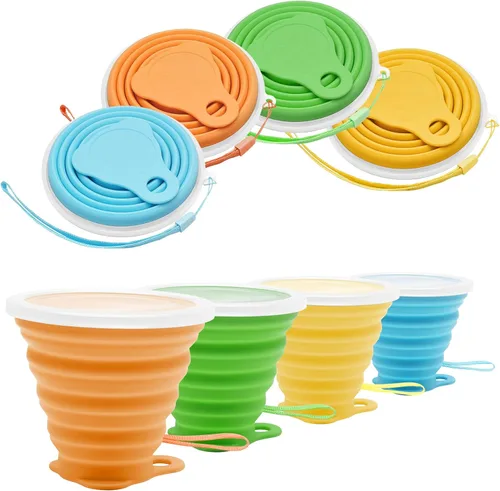 Miniatura 12 de Litoexpe 2 Pack Taza de Viaje Plegable de Silicona, Juego de Tazas de Camping Portátiles con Tapas, Gris y Azul Gris & azul