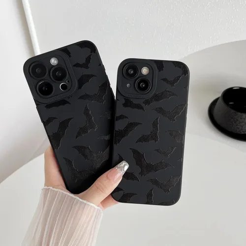 Miniatura 2 de FLIRACON Funda suave con diseño de murciélagos negros compatible con iPhone (Negro, para iPhone 17 Pro Max)