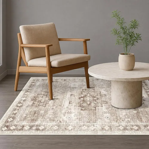 Miniatura 220 de Alfombra Boho Negra para Sala de Estar - Alfombra de Área Lavable de 10x14 Pies, Alfombras de Comedor para Debajo de la Mesa, Alfombra Suave de Pelo