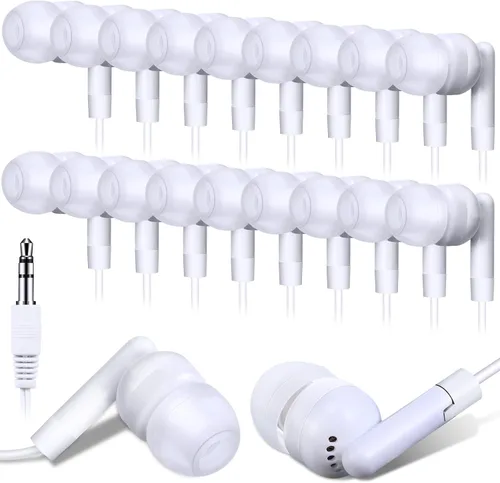 Miniatura 17 de Kanayu Paquete de 100 auriculares con cable a granel para aulas, auriculares básicos para estudiantes, sin micrófono, con conector de 0.138 in