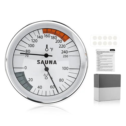 Termómetro e higrómetro de sauna 2 en 1, monitor de temperatura de humedad interior, 70-250°F, 0-100%, monitor de temperatura resistente al calor,
