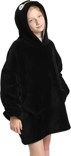 Miniatura 6 de Manta con capucha para edades de 4 a 12 años, sudadera de animales, de gran tamaño, hecha de franela muy suave, con bolsillos y mangas, diseño