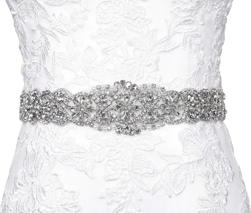 Miniatura 9 de Lovful Cinturón trenzado de cristal nupcial del marco del vestido de novia del Rhinestone