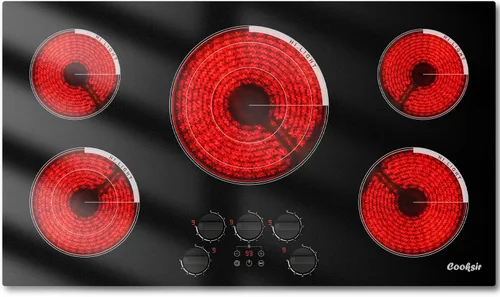 Miniatura 10 de Estufa eléctrica de 2 quemadores de 12 pulgadas, encimera eléctrica incorporada de 3000 W, estufa eléctrica radiante con 9 niveles de potencia
