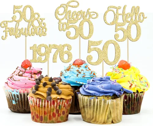 Miniatura 75 de Gyufise Paquete de 24 adornos negros para cupcakes de 10.º cumpleaños con purpurina negra 10 Ten Hello 10 Dights dobles desde 2015 para decoraciones