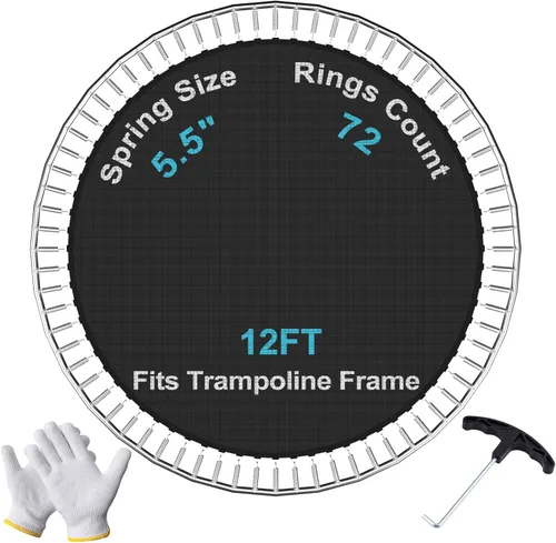 SPORTYOUTH Tapete de repuesto para trampolín, se adapta a marcos de trampolines redondos de 12 pies, 14 pies y 15 pies con anillos en V de 72/88/96