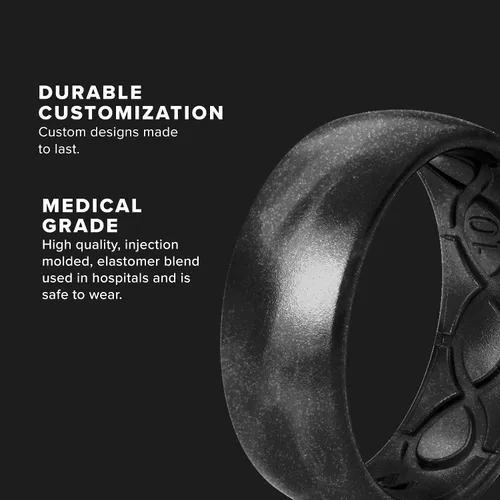 Miniatura 3 de Groove Life - Anillo de boda de goma transpirable para hombres, de silicona sólida, diseño único, anillo de ajuste cómodo