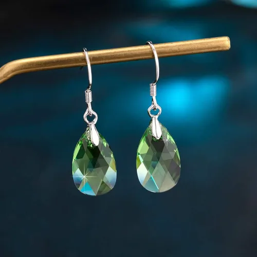 Miniatura 46 de Aretes colgantes de cristal austriaco con forma de lágrima para mujer, joyería hipoalergénica de plata de ley 925