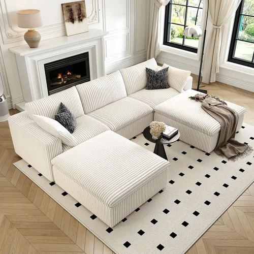 Miniatura 22 de LoveSeat Cloud Couch Sofá Seccional Modular para Sala de Estar, Sofá Moderno con Asiento Profundo, Sofá de 2 Plazas Sin Huesos con Otomana, Cómodos