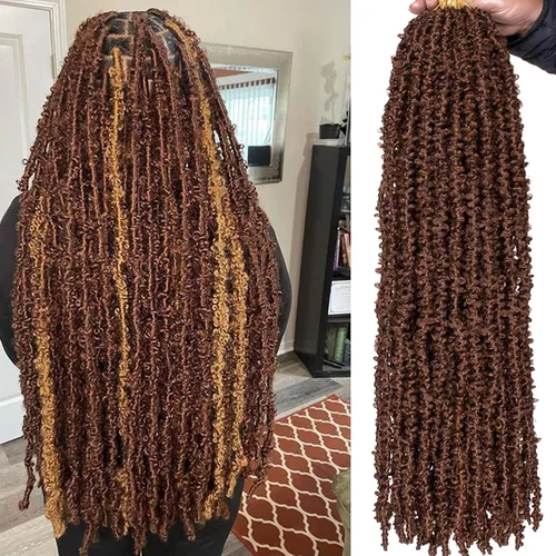 Miniatura 83 de ZRQ Butterfly Locs Cabello de Ganchillo Corto 6 Paquetes Negro Cabello Bob de Ganchillo 8 Pulgadas Locs Sintéticos Desordenados Desgastados Trenzas