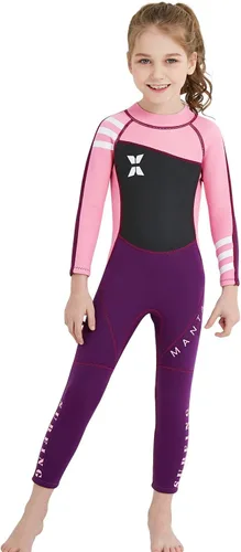 Miniatura 22 de DIVE & SAIL Traje de neopreno de 0.098 in para niños, manga larga, protección UV, traje de baño térmico