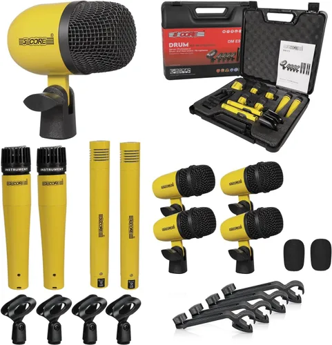 Miniatura 10 de 5 CORE Juego de micrófonos de batería de 9 piezas con 5 micrófonos de percusión dinámicos Kick Bass, Tom/Snare y 4 condensadores Hi Hat & Platillos