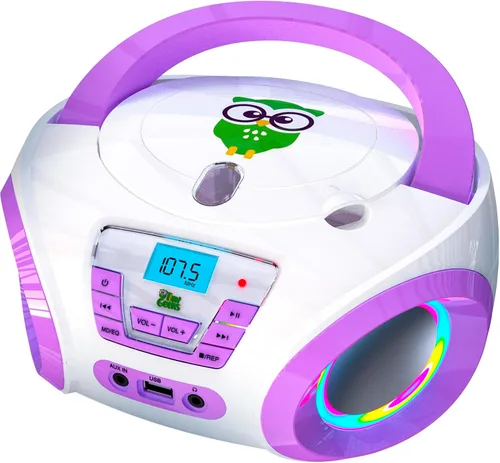 Miniatura 7 de TinyGeeks Tunes Reproductor de CD para niños Boombox - NUEVO 2023 - Radio FM - Baterías incluidas - Linda radio CD blanca con altavoces para niños