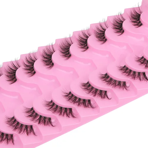 Miniatura 6 de FANXITON - Pestañas postizas de aspecto natural, pestañas de ojo de gato onduladas, banda transparente, 0.551 pulgadas, con aspecto de extensiones