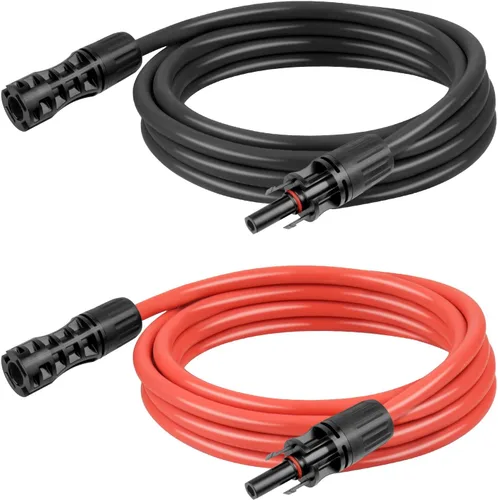 Miniatura 19 de Cable de extensión solar de 10 AWG de 2 pies negro + 2 pies de rojo, cable de panel solar de calibre 10 macho a hembra, alambre de cobre estañado