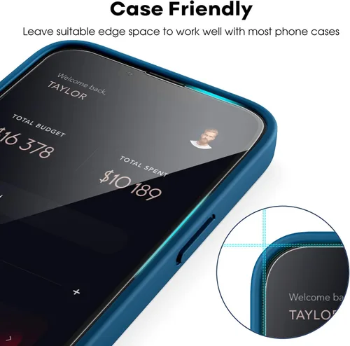 Miniatura 7 de JETech Protector de pantalla de cobertura completa para iPhone 16e 2025, iPhone 13/13 Pro de 6.1 pulgadas, película de vidrio templado