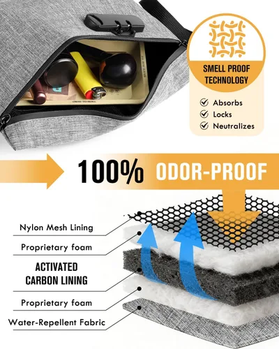 Miniatura 2 de Bolsa a prueba de olores, bolsa a prueba de olores con cerradura de combinación, contenedor duradero a prueba de olores con forro de carbono, bolsa