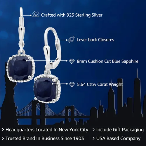 Miniatura 44 de Gem Stone King Aretes colgantes de plata de ley 925 de 0.315 pulgadas para mujer