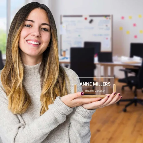 Miniatura 2 de Placa de nombre personalizada para escritorio de negocios, regalo de oficina personalizado para compañero de trabajo, jefe o gerente, placa de Línea