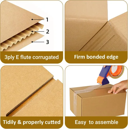 Miniatura 3 de zmybcpack Paquete de 25 cajas de envío de 10x7x5 pulgadas, cajas de cartón para envío, sobres de cartón corrugado Kraft, sobres de cartón para envío