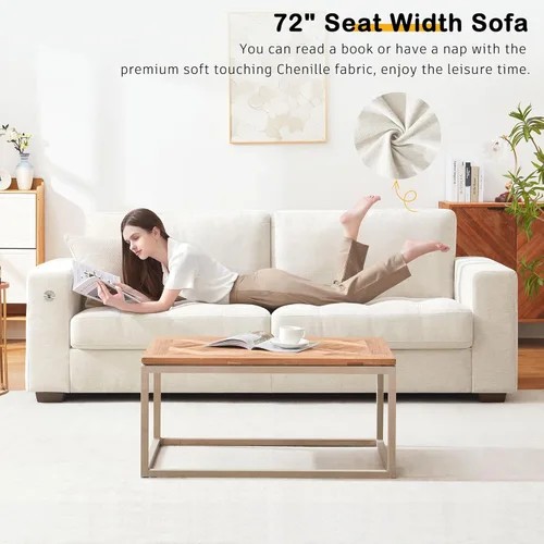 Miniatura 3 de Hanherry - Sofá de 89" para sala de estar, sofá moderno y cómodo con cojín de asiento de firmeza media, funda extraíble, reposabrazos anchos, puerto
