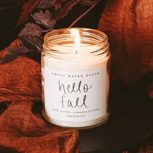 Miniatura 6 de Sweet Water Decor Vela de Hola Otoño - Vela perfumada de canela, manzanas y clavo para decoración del hogar - Vela de cera de soja con mecha 100%