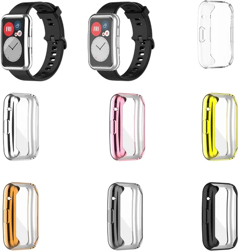 Funda protectora compatible con Huawei Watch Fit, funda protectora de silicona TPU suave y flexible, a prueba de golpes y arañazos para Huawei Watch