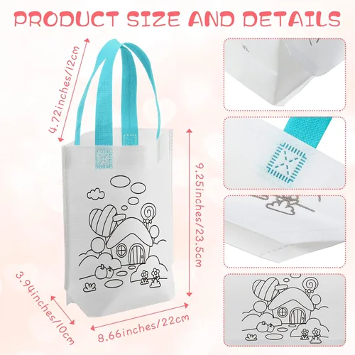 Miniatura 6 de BBTO 100 bolsas de regalo para colorear con dibujos animados, reutilizables, para fiesta, pintura, no tejidas, para niños, fiesta de cumpleaños