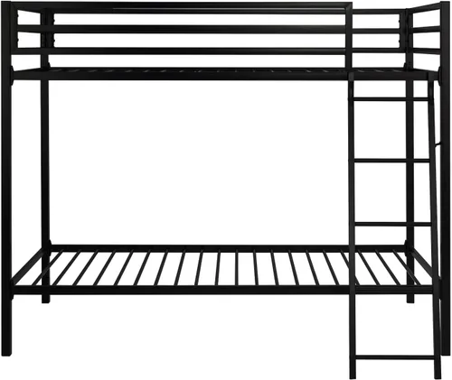 Miniatura 7 de SHA CERLIN Cama Litera Loft Tamaño Individual sobre Individual con Escalera y Barandilla, Soporte de Listones de Metal Resistente Sin Necesidad
