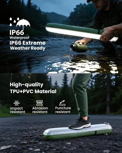 Miniatura 8 de Luces solares para campamento recargables, 4 modos de iluminación, lámpara inflable impermeable IP66 para senderismo, mochileros, supervivencia