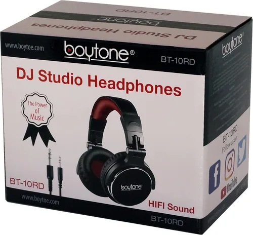 Miniatura 7 de Boytone BT-10RD - Auriculares con cable sobre la oreja, monitor de estudio y mezcla de auriculares estéreo para DJ con controladores de 1.969 in