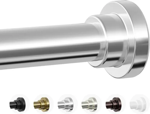 Miniatura 13 de Mcrbeay Barra de cortina de ducha, barra de ducha resistente de 1 pulgada de diámetro, antideslizante, ajustable, de 28 a 74 pulgadas, sin Negro