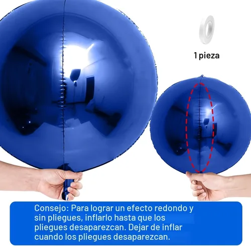 Miniatura 7 de 12 globos redondos de aluminio azul marino, globos de helio 4D de 22 pulgadas, 15 pulgadas, 10 pulgadas, globo de aluminio azul metálico