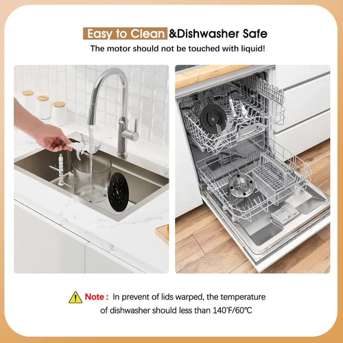 Miniatura 6 de Procesadores de alimentos, trituradora de pollo eléctrica 2 en 1 y picadora de alimentos con motor de cobre de 250 W, cuencos de 1.5 L y 2 cuchillas