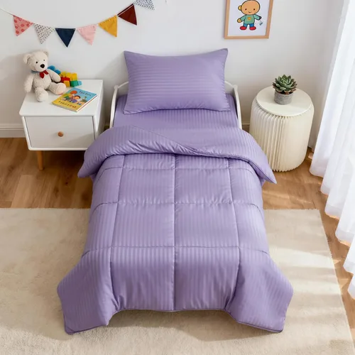 ZPECC Juego de ropa de cama para niños pequeños, juego de ropa de cama hipoalergénico para cuna de bebé de 4 piezas para niños y niñas, incluye